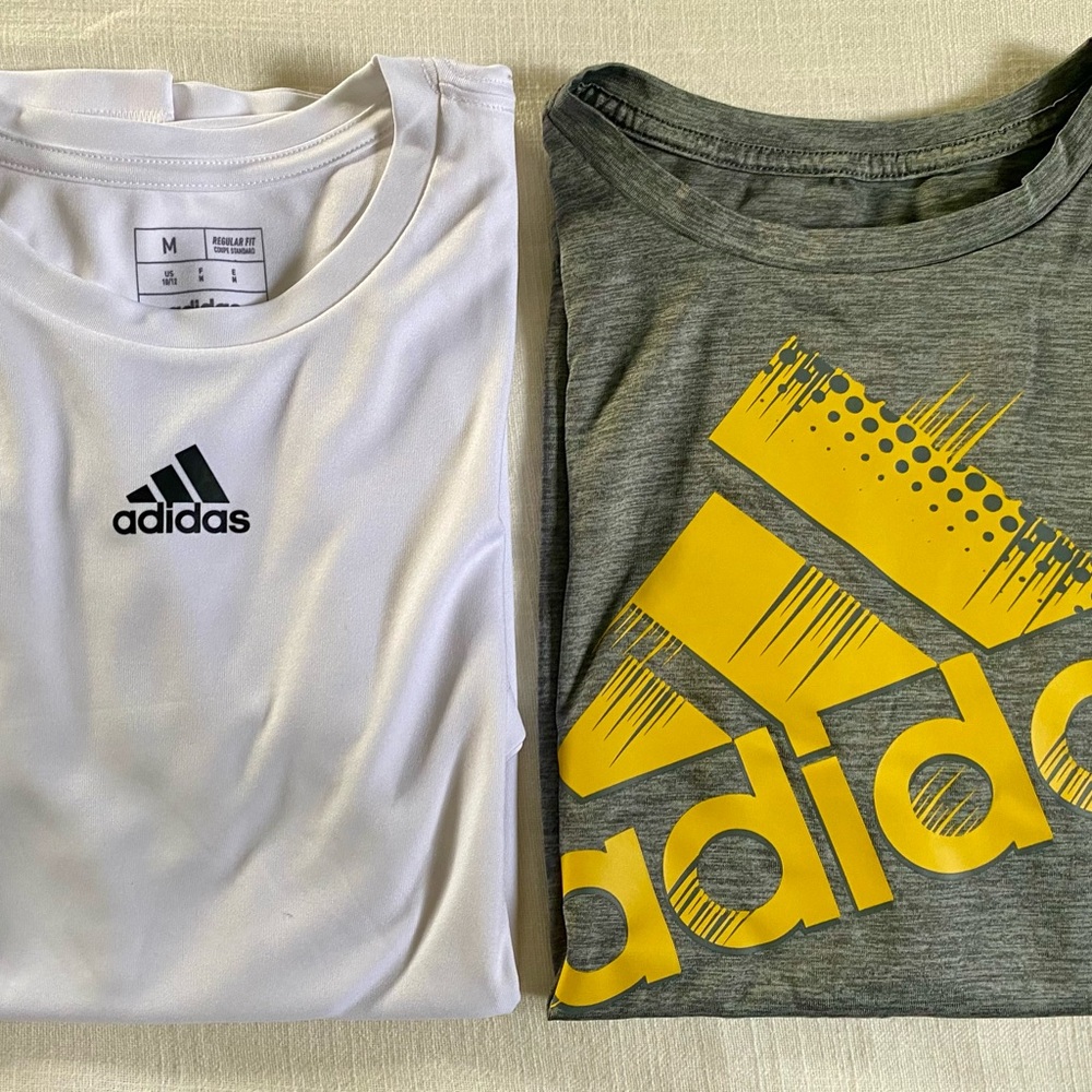 Boys Adidas White and Gray T-Shirt Set
